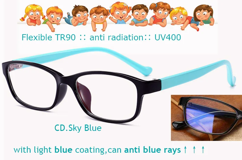 Sky Blue IVSTA анти-голубые лучи дети FrameTR90 Детские компьютерные очки Подростковая игровая Рамка Анти радиация телефон глаза мальчики девочки исследование - Цвет оправы: Sky Blue