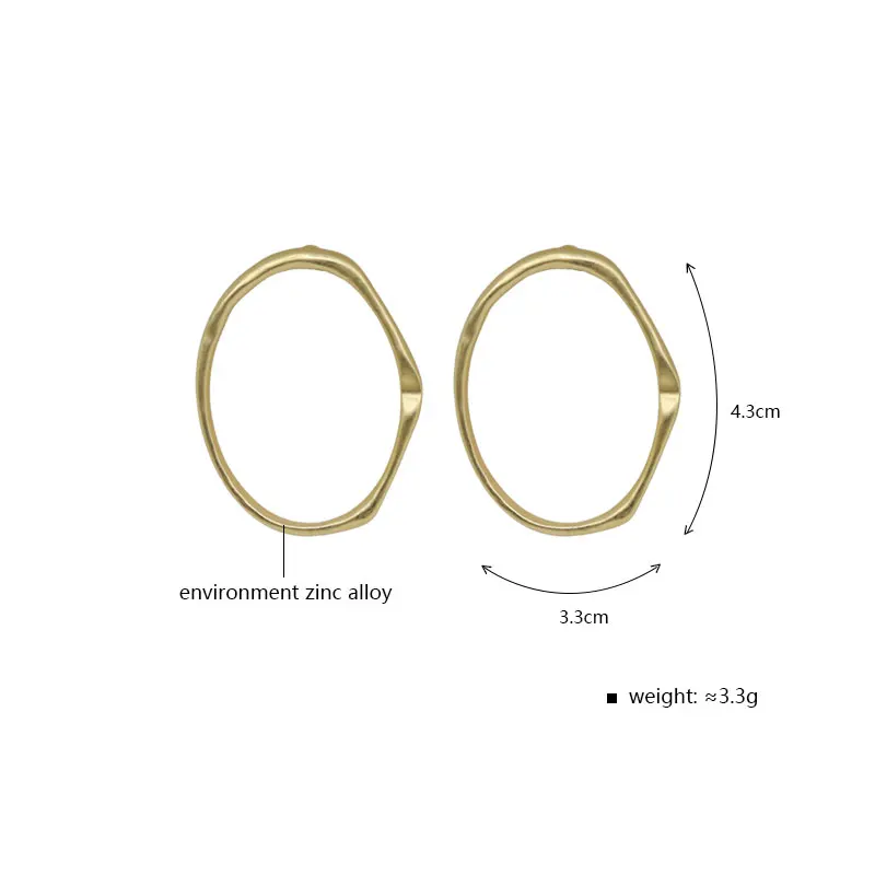 Carvejewl stud earrings irregular big oval for women jewelry matte gold silver plated girl gift new earring | Украшения и