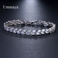 emmaya brand fashion charm aaa cubic white zircon four colors leaf jewelry bracelets for woman elegance wedding party gift
