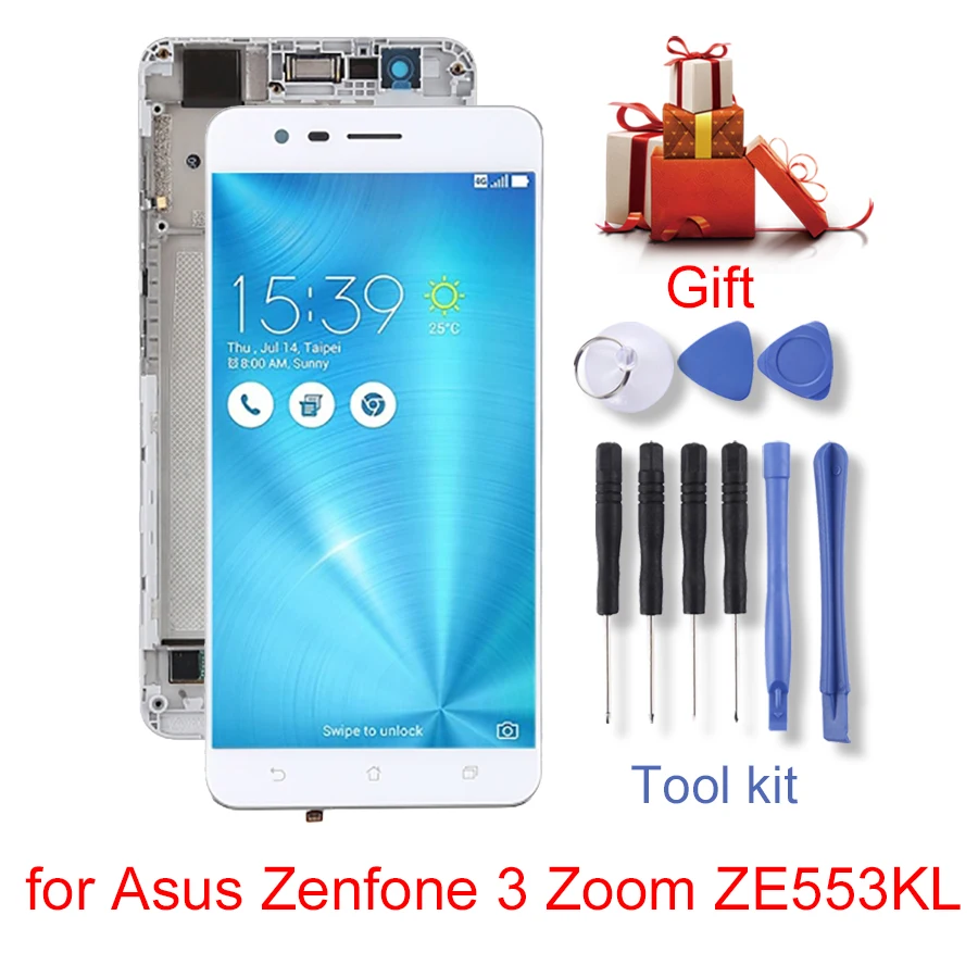 Новый для Asus Zenfone 3 Zoom ZE553KL ЖК-экран и дигитайзер полная сборка с ремонтом рамы |