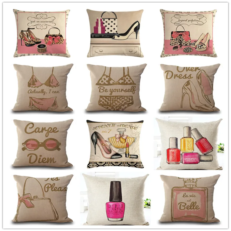 Модный чехол для подушки липкая подушка флакон духов декоративные льняные