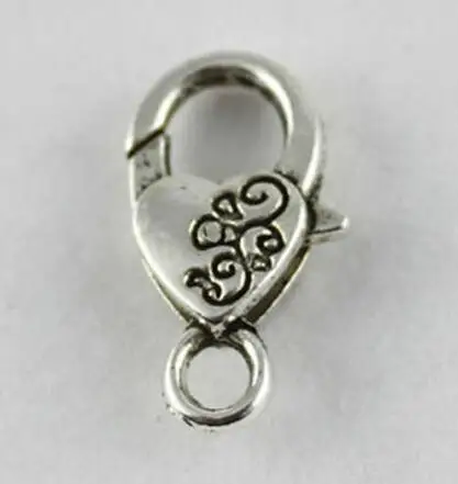 

Горячая Распродажа винтажная серебряная металлическая Цветочная застежка в форме сердца Омаров для ожерелья Браслет цепочка DIY Ювелирные ...