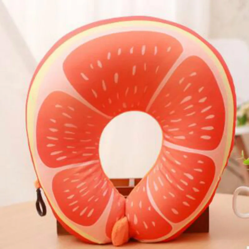grapefruit 3D моделирование креативные фрукты u-образный подушка для путешествий подушка наночастица шеи офис Интернет Подушка для автомобильных путешествий - Цвет: grapefruit