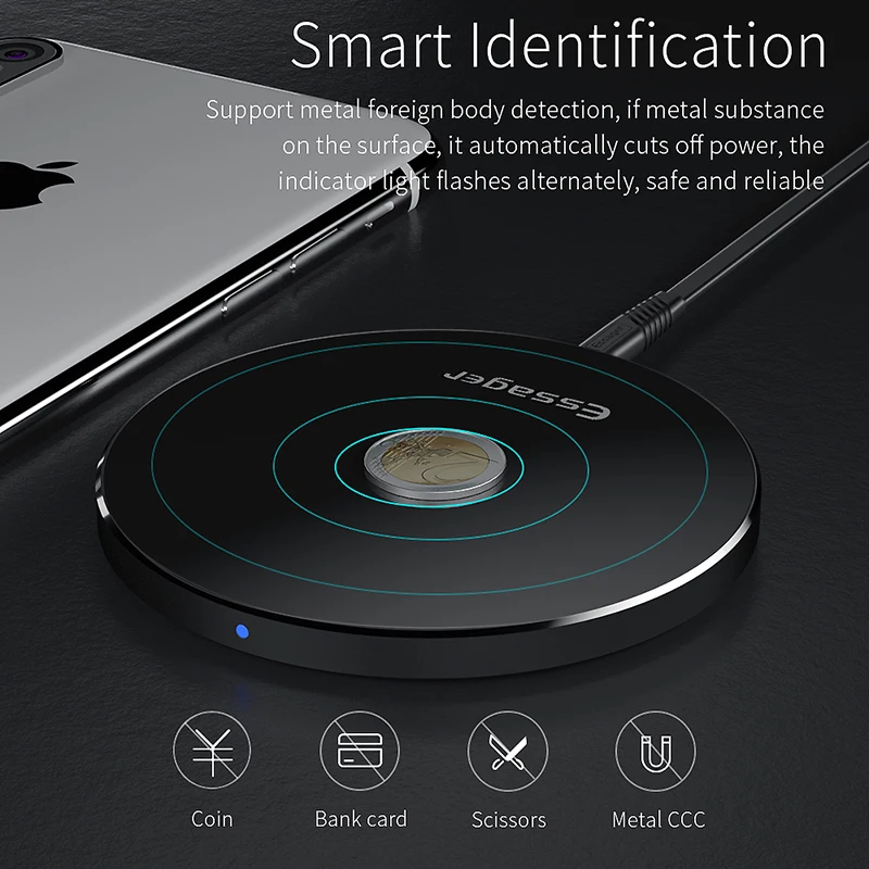 Беспроводное зарядное устройство Essager 10 Вт Qi для iPhone 11 Pro X XR XS Max, беспроводное зарядное устройство для samsung S10 Xiaomi Mi 9
