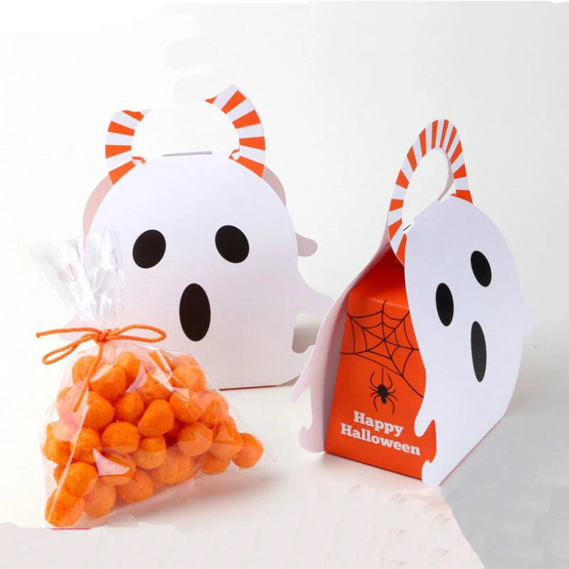

50 Pcs/lot Specter Paper Hand Bag Halloween Chocolate Candy Box Creative Christmas Gift Packaging Box Party Decoration