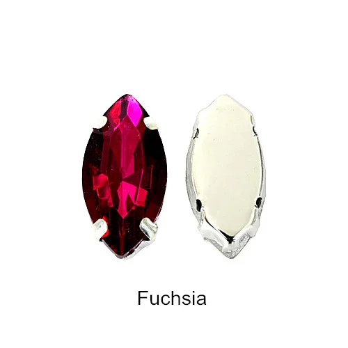 Fuchsia Высококачественные красивые стеклянные стразы с кристаллами в виде листьев, стразы с серебряными когтями для свадебного платья B1259 - Цвет: Fuchsia