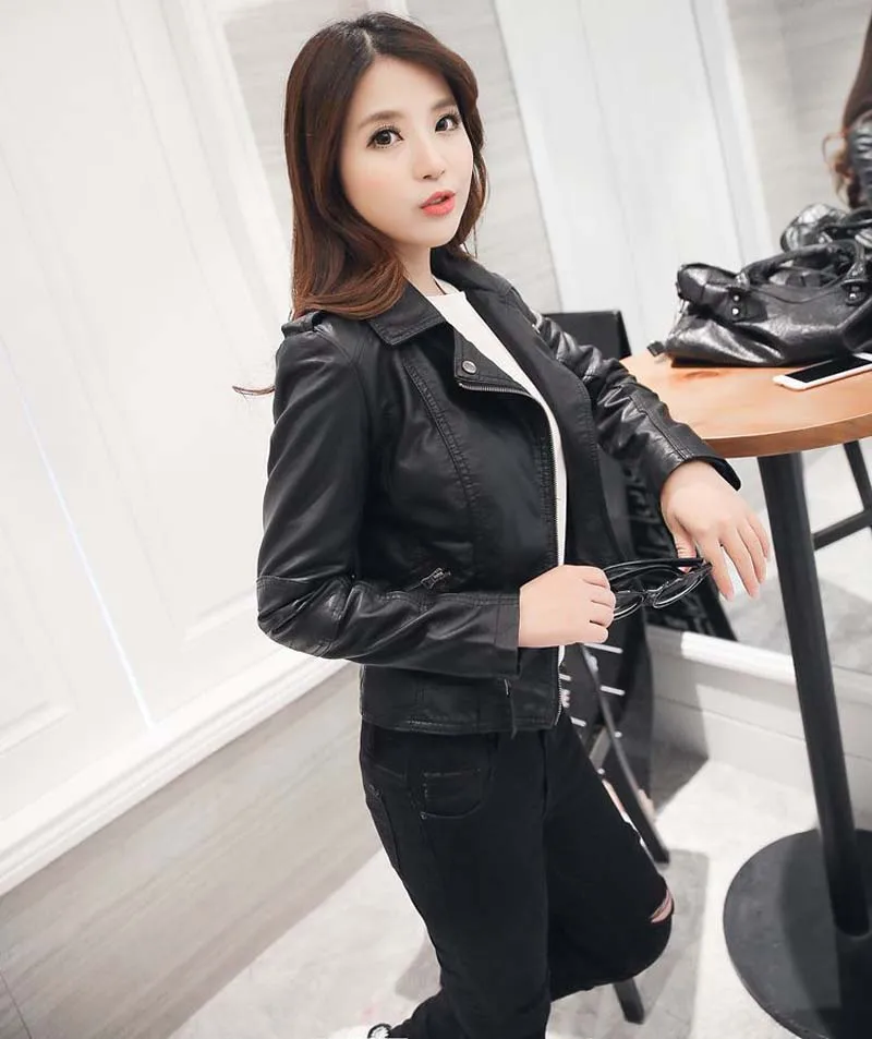 Женская Короткая кожаная куртка Размеры S/2XL J1789|jaqueta couro feminina|couro femininafemale leather coats |