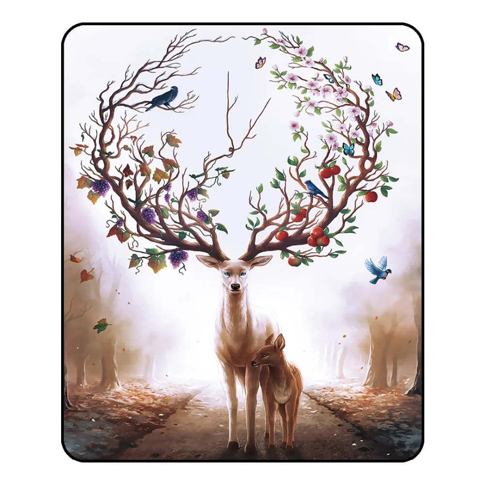 

Blanket for Sofa Bed Floral Moose Bedspread Animal Reindeer Bed Blanket Deer Bedding