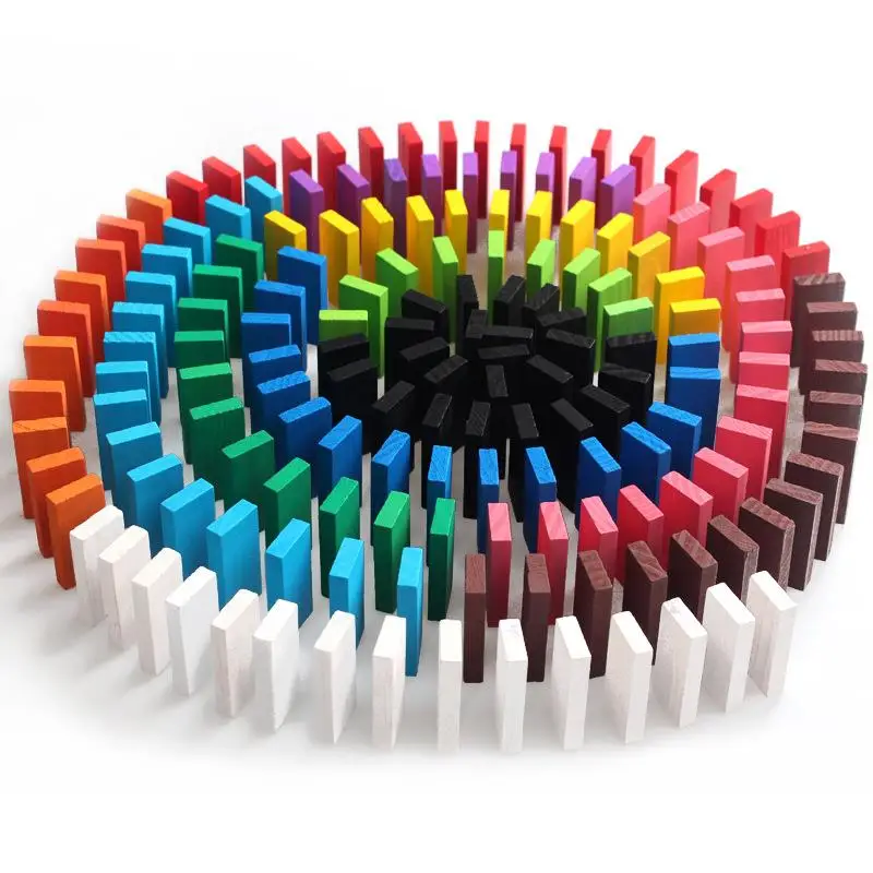 120 шт./компл. цветные игрушки домино детские деревянные блоки наборы для раннего