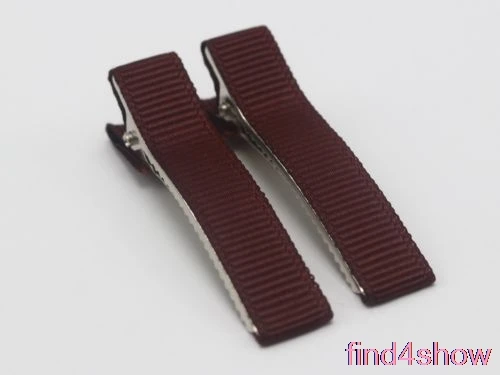 20 Grosgrain заколки с лентой из металла с двумя зубцами заколки-Аллигаторы для волос 48 мм, Плоский срез - Цвет: Темно-коричневый