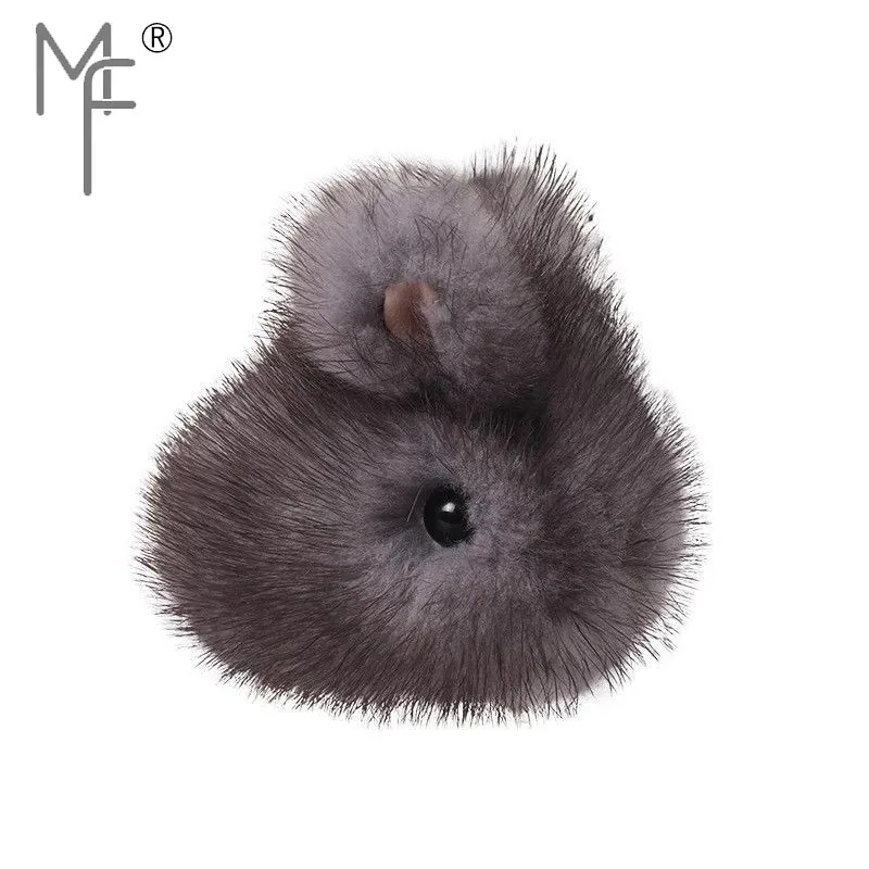 9cm Gray Magicfur-9 см/6 см натуральный мех норки кролик сумка кошелек автомобиль подвеска брелок телефон Шарм Мини Ctue кролик брелок аксессуары - Цвет: 9cm Gray
