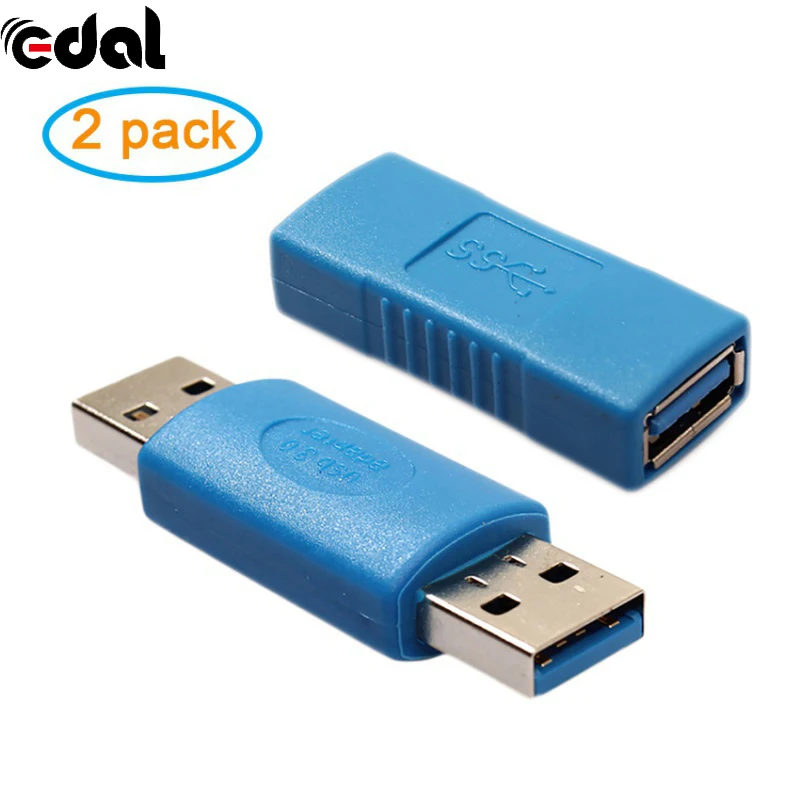 2Pcs Universal USB 3.0 Type-A Male to And Female Adapter Bridge Extension Coupler Gender Changer Connector | Компьютеры и офис