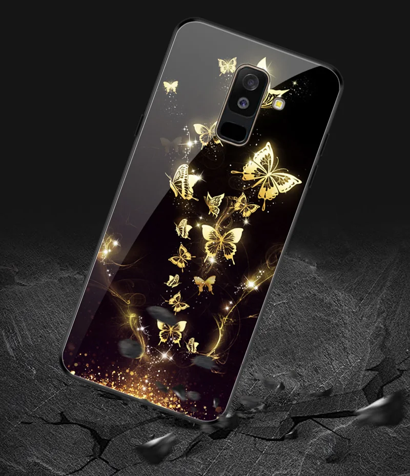 Geruide телефон цветной печати samsung A6 plus чехол закаленное стекло samsung Galaxy A6 Dual SIM SM A600 A600F чехол