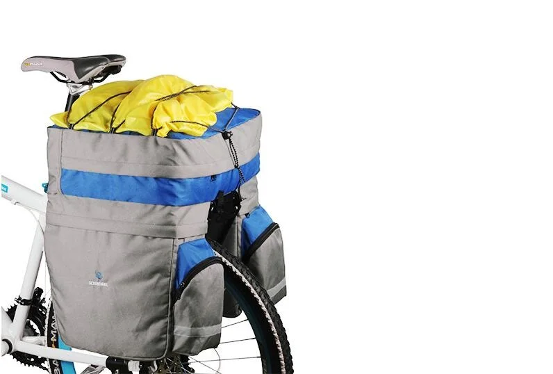 ROSWHEEL 60L 3 в 1, водонепроницаемая сумка для горного велосипеда, велосипедная сумка, двухсторонняя задняя стойка, заднее сиденье, сумка для багажника
