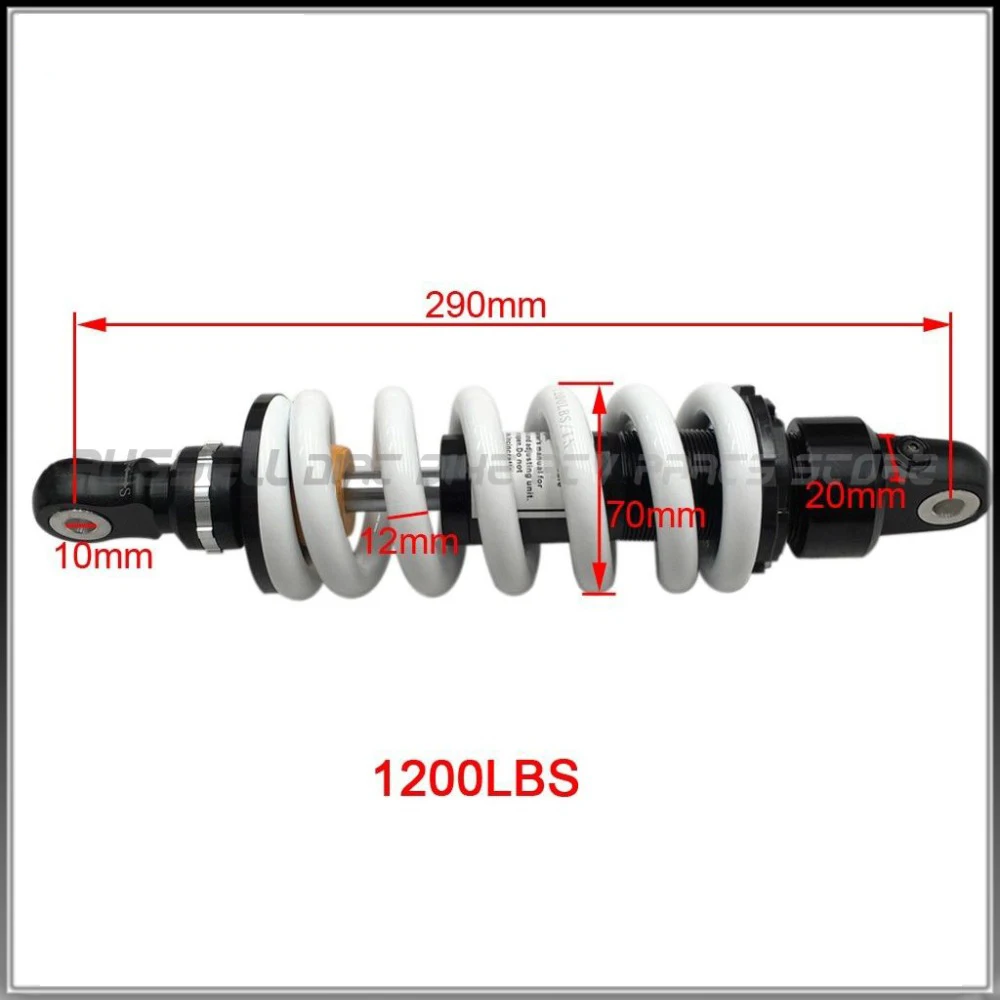 290MM Сверхмощный Shocker Eliminator амортизатор подвески задний амортизатор для мотоцикла Eliminator подвеска Весна 1200lb питбайк внедорожный - Цвет: 290MM