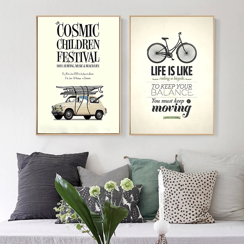 Романтические ретро картины из парусины для поездок на велосипеде Ретро стиль