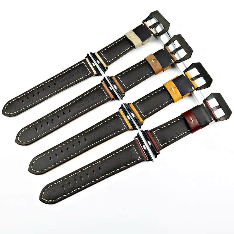 MAIKES Watchband Genuine Leather Watch Strap Bracelet For Apple Watch Band 45mm 41mm series 7/6/5/4/3 For iwatch Band 44mm 40mm