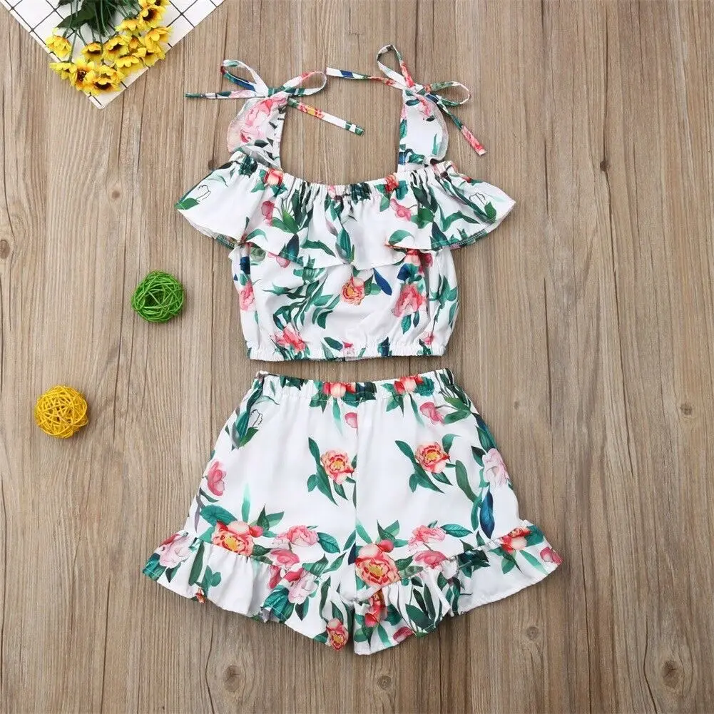 Лидер продаж Детский комплект из 2 предметов для маленьких девочек с оборками