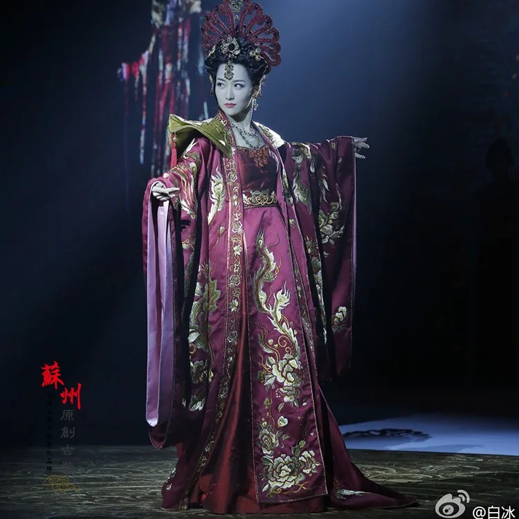 Император императрица пара свадебные костюмы красный полная вышивка Hanfu для новейшая телевизионная игра Феникс воины-легенда о небесной слезе