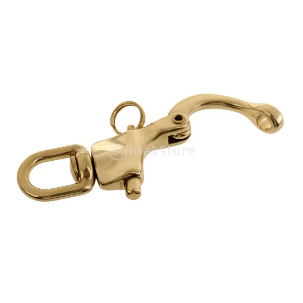 

2Pcs 72mm Solid Brass Eye Snap Shackle With Small Swivel Bail Marine Boat Sailboat Spinnaker Halyard Hardware