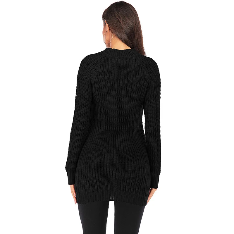 Autumn O Neck Knitted Sweater Women Long Sleeve Pullover For Female Sexy Plus Size Knitting Sweaters Elegant Solid Knitwear Tops | Женская