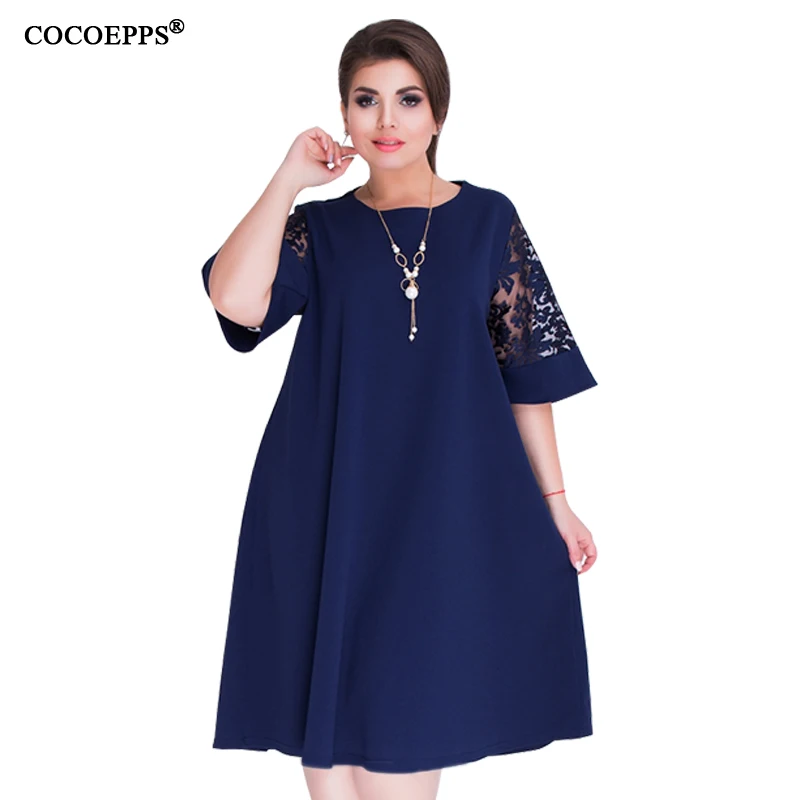 Женское кружевное платье COCOEPPS длинное винтажное до колена большого размера для