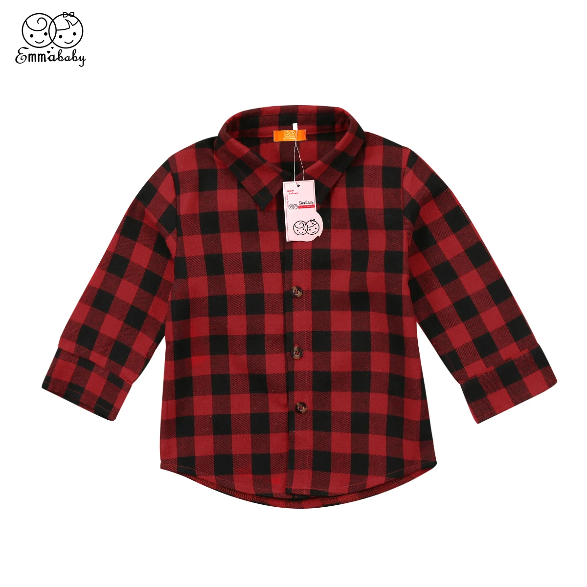 Топ в клетку с длинным рукавом и отложным воротником на пуговицах|girls blouse|girls kids