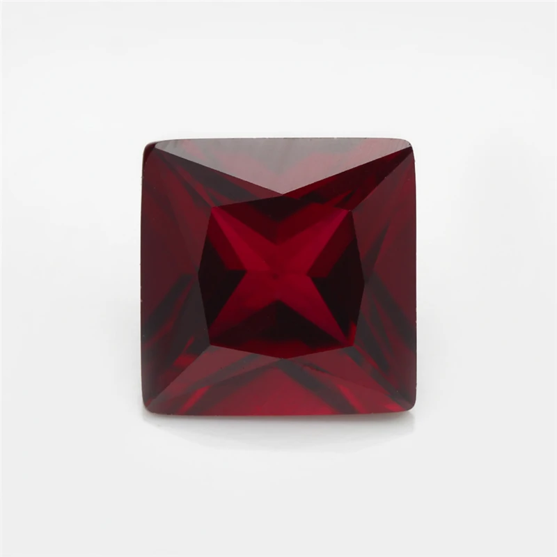 

Factory Price Size 2x2~8x8mm Square Cut 8# Red Stone Princess Cut Synthetic Corundum Gems stone For jewelry