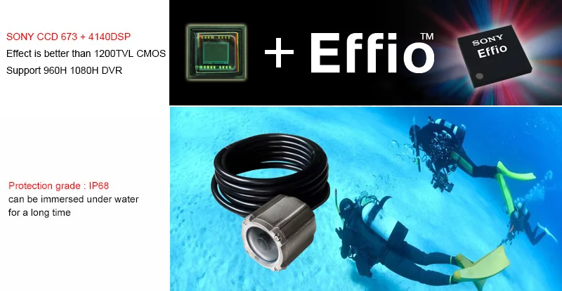 Подводная камера для рыбалки IP68 подводной глубина 100 м 1/3 дюйма SONY Effio 700TVL CCD сенсор