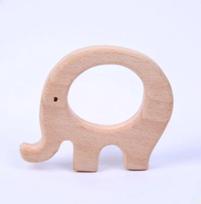 1pc Elephant Прекрасный Деревянный Прорезыватель с героями мультфильмов, 1 шт., чистый натуральный животный в форме, Прорезыватель для зубов, прорезыватель для кормления ребенка из бука, игрушка с подвеской «сделай сам» для маленьких девочек - Цвет: 1pc Elephant