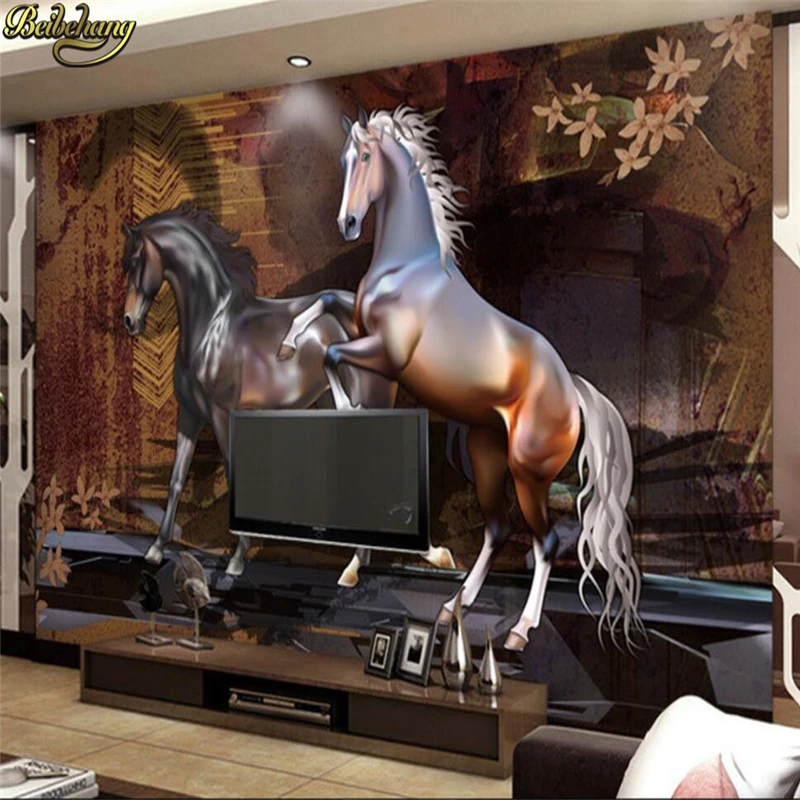3d рельефная фотобумага beibehang с рисунком лошади Настенные обои для гостиной