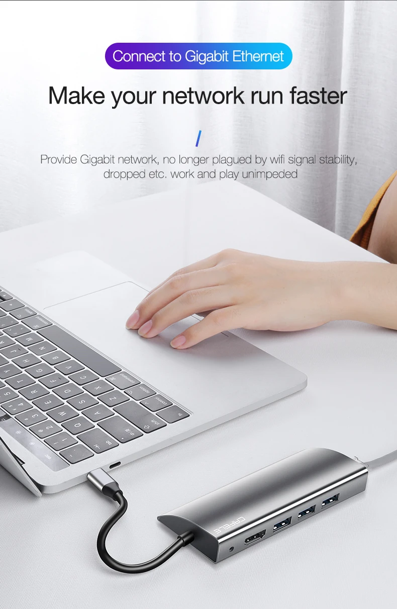 CAFELE usb type C к HDMI адаптер Thunderbolt 3 USB-C к USB 3,0 концентратор док-станция RJ45 PD TF SD считыватель слот 3,5 аудио для MacBook Pro