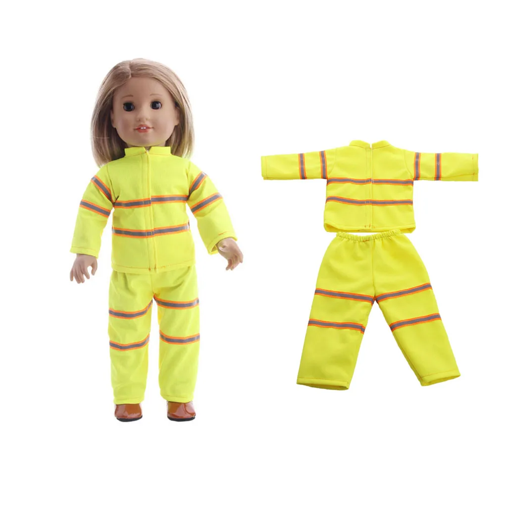 

Милая кукла-девочка наряд пожарного для 18-дюймовой куклы, аксессуар для одежды желтого цвета