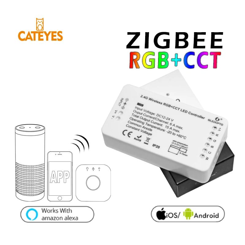 Световая лента Zigbee zll регулятор ярсветильник сти RGBW CCT и RGB CW DC 12 В 24 совместима с