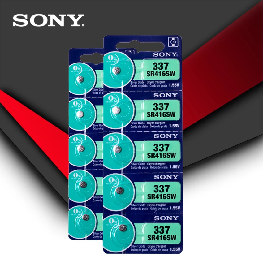 10 шт. sony 337 SR416SW 1,55 в оксид серебра часы батарея SR416SW 337 Кнопка монетница Сделано в Японии