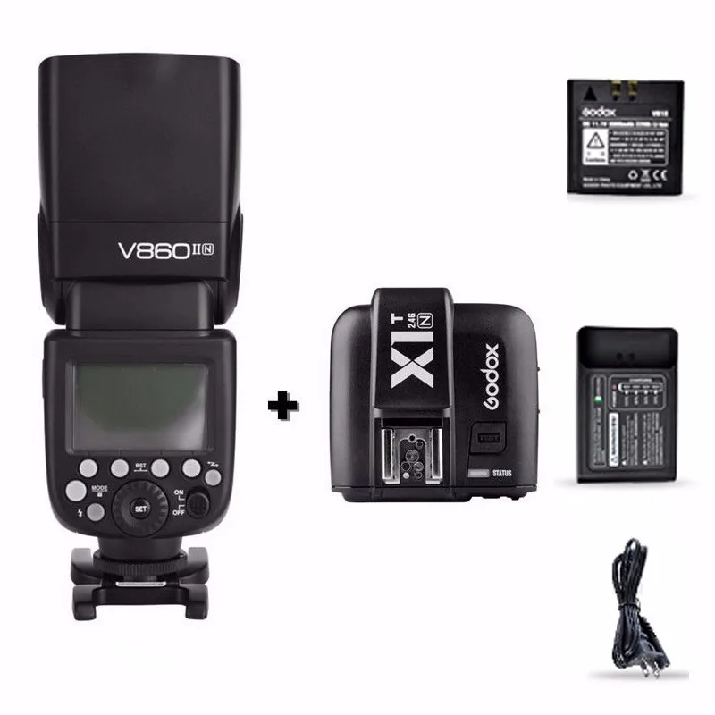 

Godox V860II-N I-TTL HSS 2.4G Wireless Flash Speedlite + X1T-N Trigger For Nikon with battery and charger