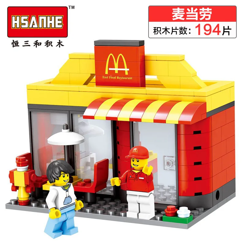 Средний городской магазин здания вид улицы Apple мобильный телефон с официантом