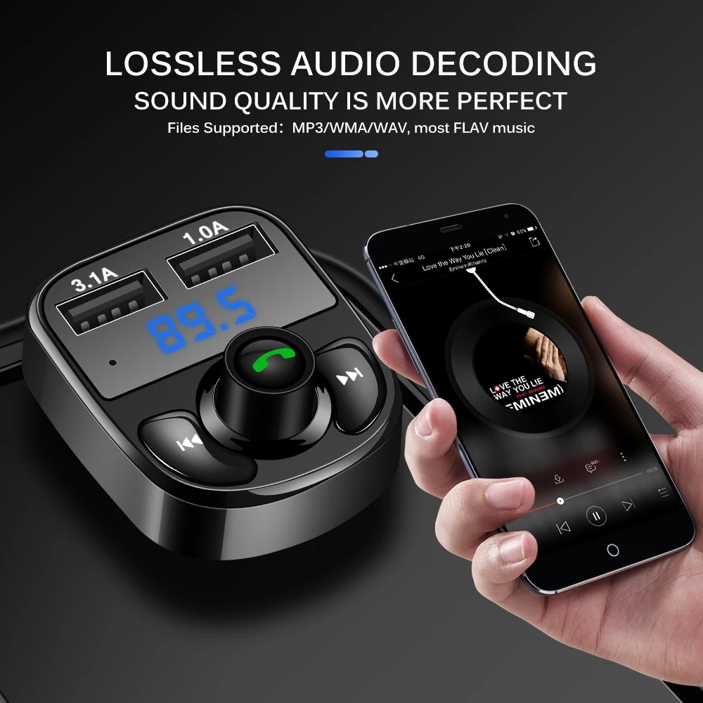 1 шт. Bluetooth автомобильный комплект fm-передатчик MP3-плеер с светодиодный двойной USB 4.1A быстрое зарядное устройство дисплей напряжения Micro SD TF воспроизведение музыки
