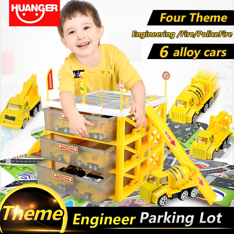Huanger детские автомобильные игрушки мини-стоянка 6 шт. коробка для хранения автомобилей DIY дорожные знаки автомобиль слот модель игрушки навес для автомобиля игрушечный гараж для детей