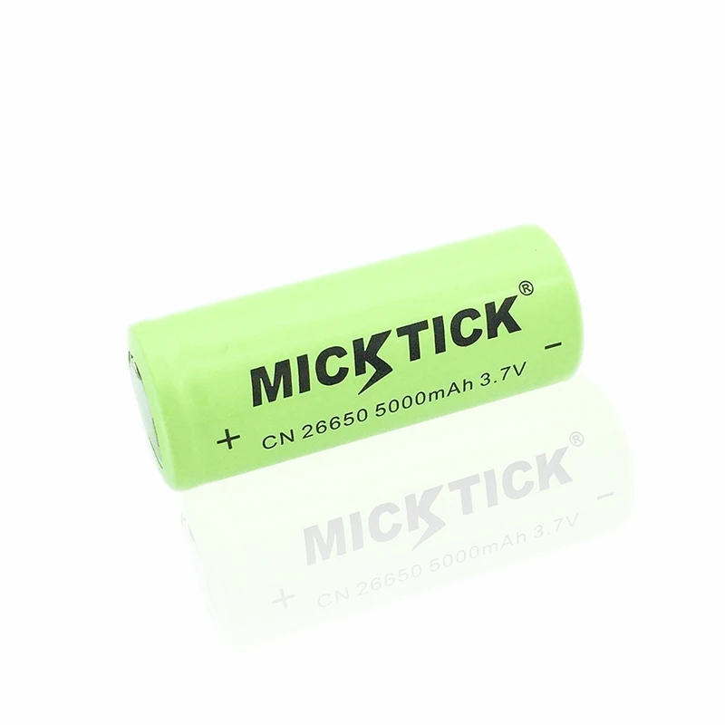 2 шт 3,7 V 26650 5000 мА/ч, micktick Батарея батарейки литий ионная батарея Перезаряжаемые большой Ёмкость T6 Фонарик светодиодный