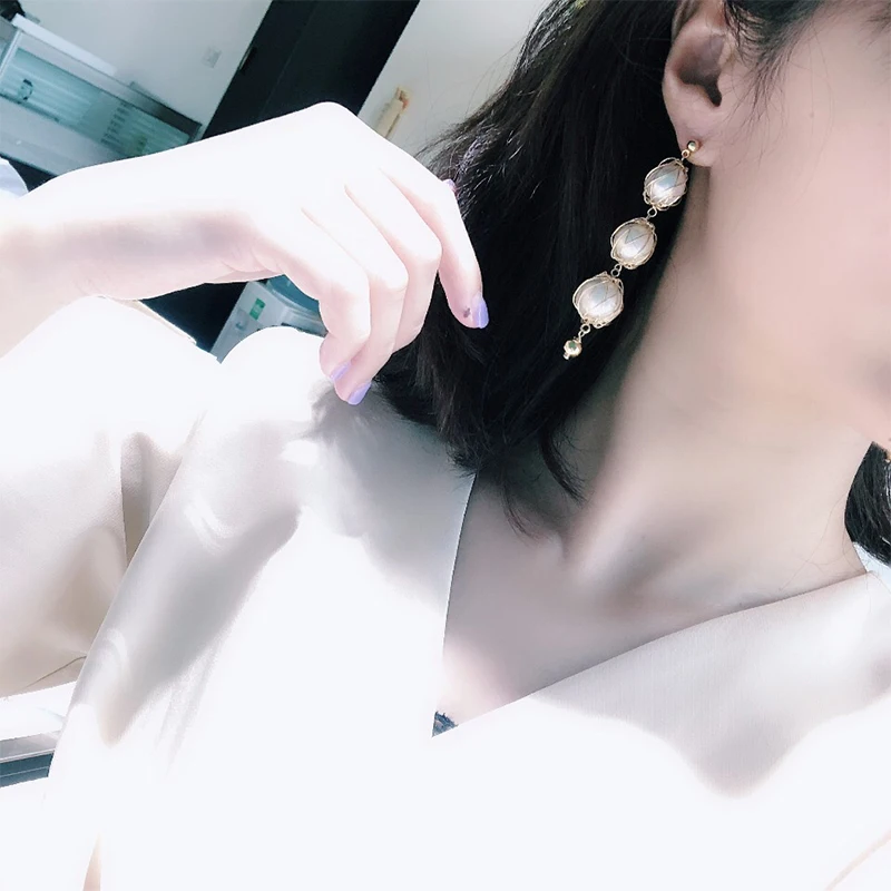 

ANI 14K Roll Gold Handmade Women Drop Earring Natural Freshwater White Pearl Fine Gold Earring Dangle brincos para as mulheres