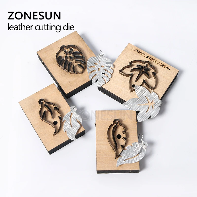 ZONESUN кожаный инструмент для высечки сережек в форме листа бумажный