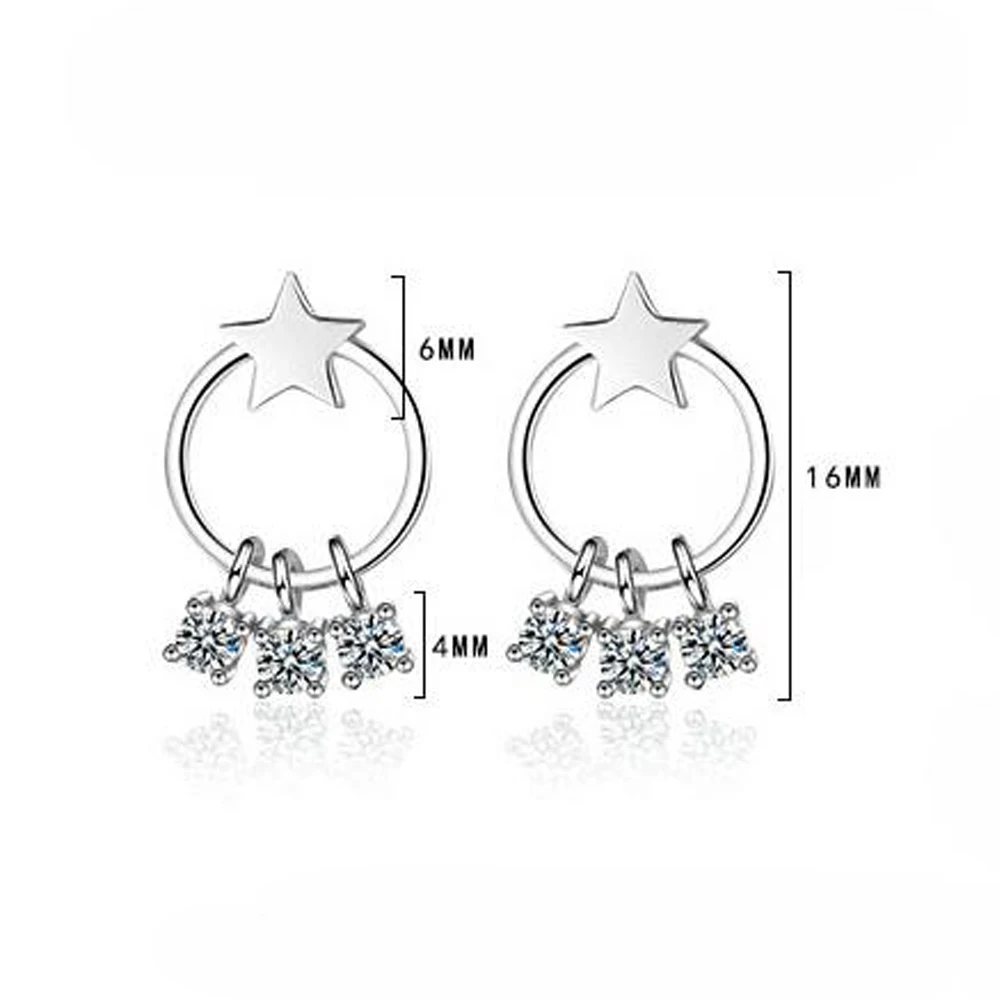 

Exquisite 925 Sterling Silver Tassel Stud Earrings for Women Jewelry Round White Zircon Stone Statement Earring brincos Bijoux