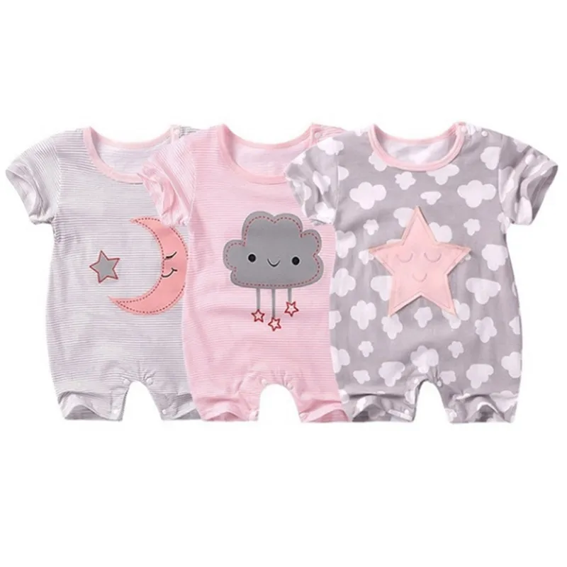 

Cute Star Cloud Moon Printed Jumpsuit Baby Clothes Short Sleeve Summer Baby Rompers Short Sleeve Newborn Infant Climbing Clothes