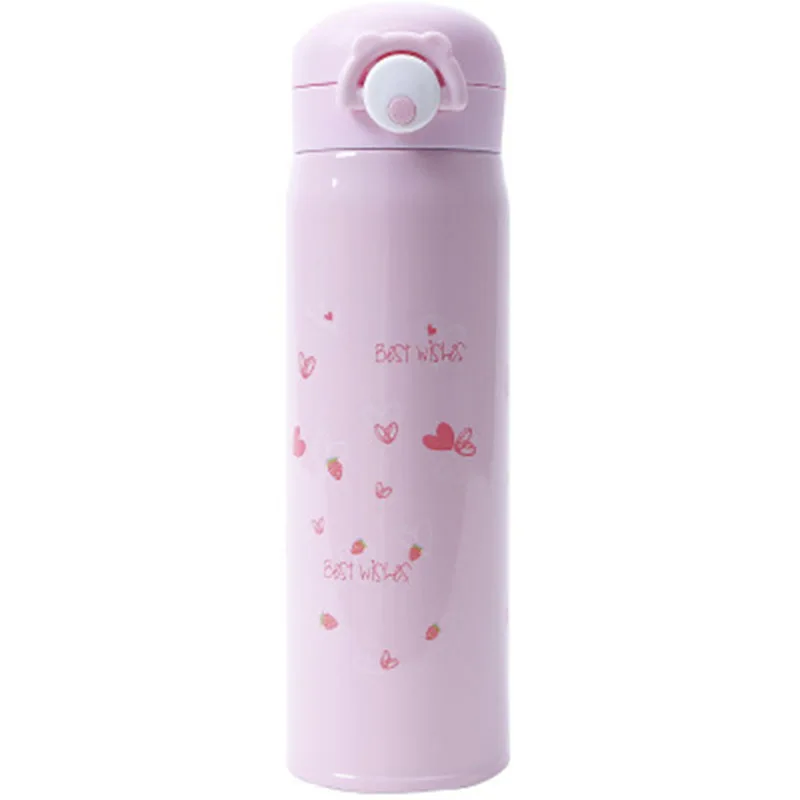 BearPaw New Women Cute Lock Vacuum Flasks Printed Flowers&ampWords Thermoses For the Hot&ampCool Water Portable Outdoor Sports | Дом и сад