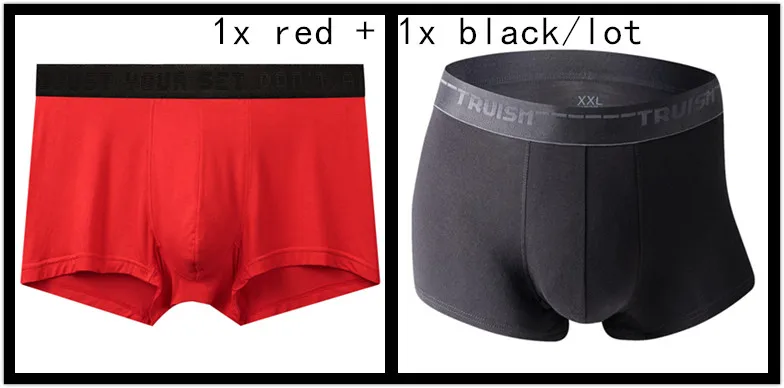 1x red 1x black Eves, 2 шт./лот, мужское нижнее белье, боксеры, шорты, хлопок, Cuecas, боксеры, лакированная кожа, мужские боксеры, шорты, мужские трусы, calzoncillos - Цвет: 1x red 1x black