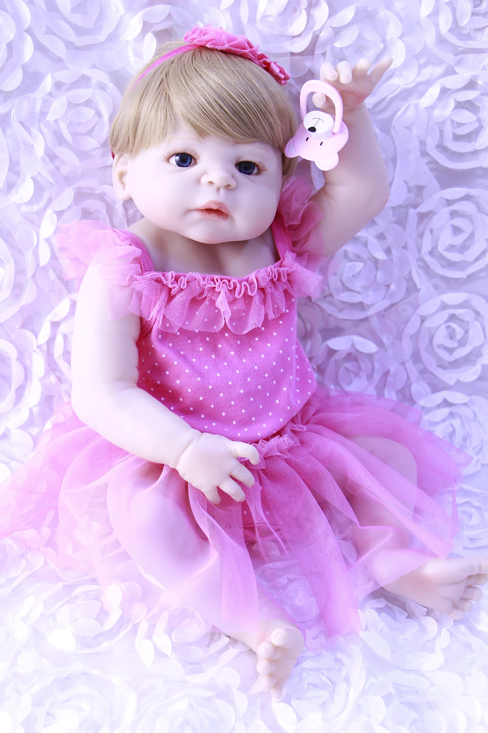 

NPK 55cm Full Silicone Reborn Girl Baby Doll Toys 22'' Lifelike Newborn Princess Girls Babies Doll for sale kids gifts bathe toy