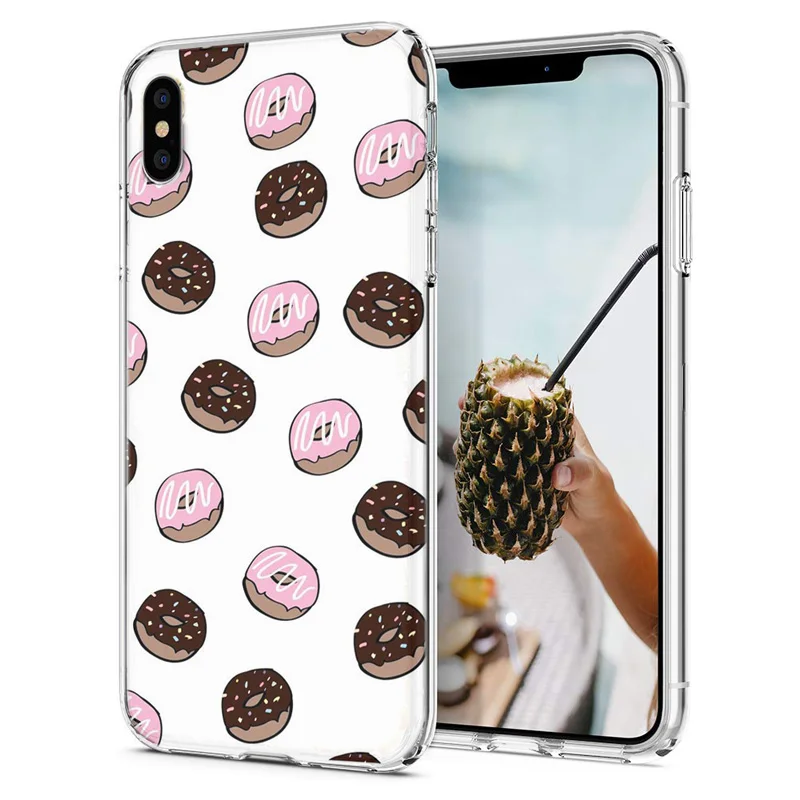 Мягкий чехол для телефона iPhone X XS XR чехлы из ТПУ цветной с рисунком пиццы арбуза