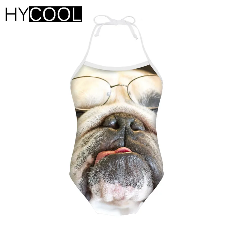 HYCOOL/детская одежда для купания; купальный костюм с принтом французского бульдога; Купальник для девочек; боди; цельные купальные костюмы; детское бикини