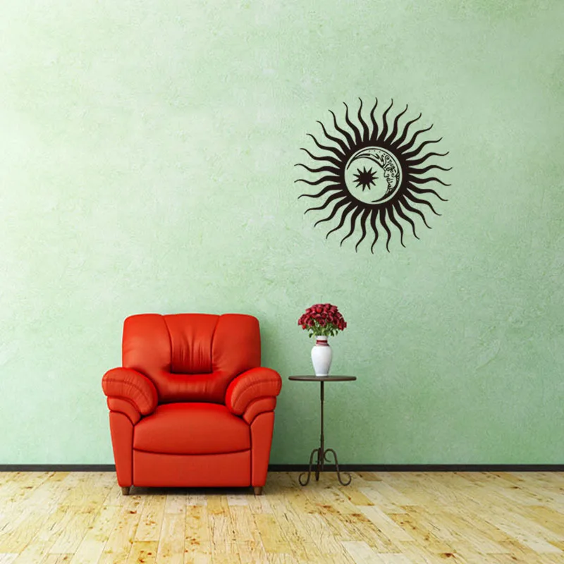 European style creative bar Moon star sun sticker New design black wall home decoration | Дом и сад